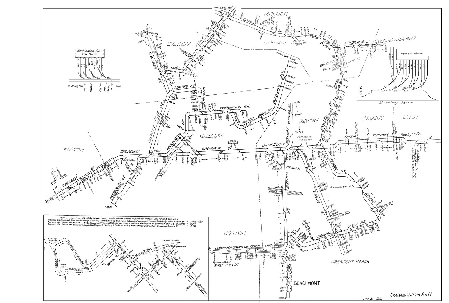 Boston & Northern Street Railway Co. Track Plans 1910: Chelsea Division Part 1