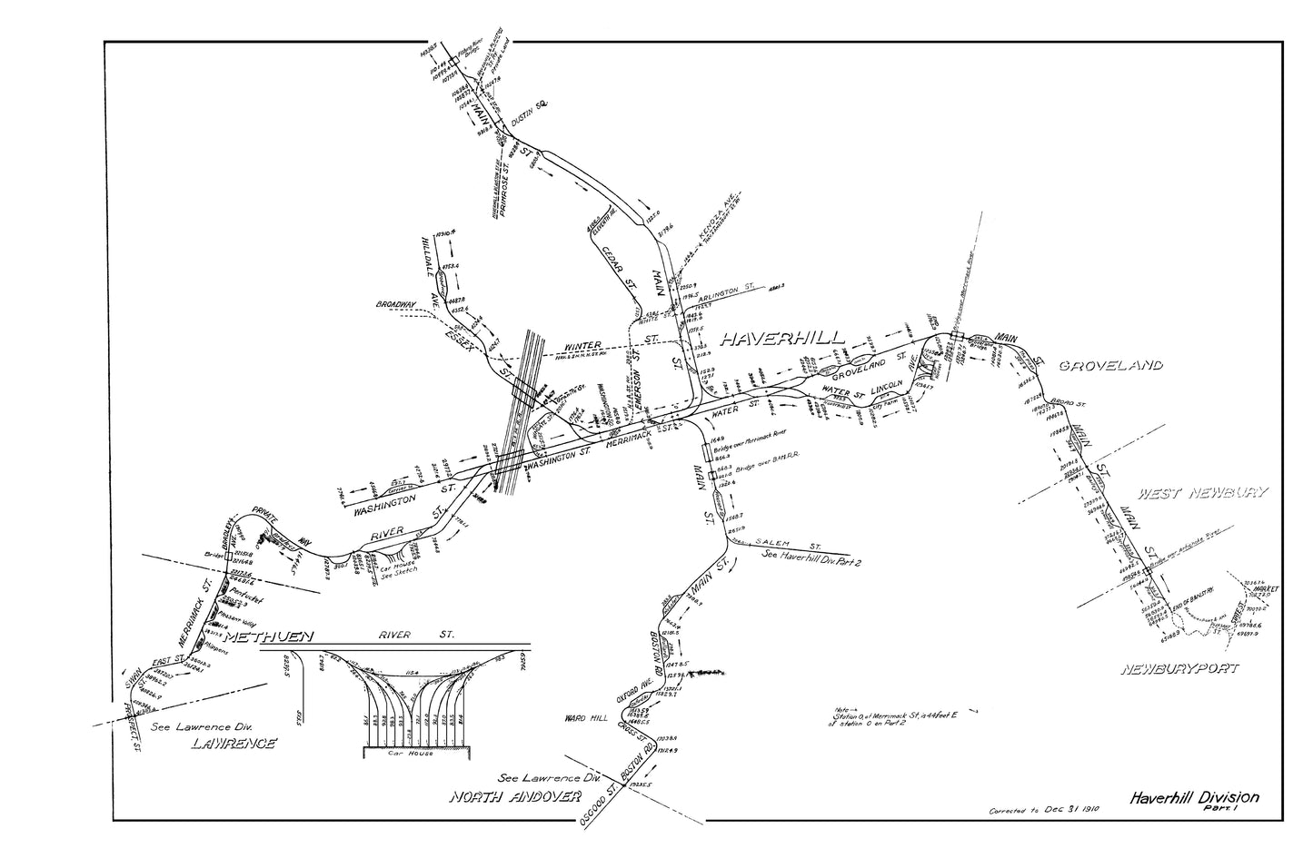 Boston & Northern Street Railway Co. Track Plans 1910: Haverhill Division Part 1
