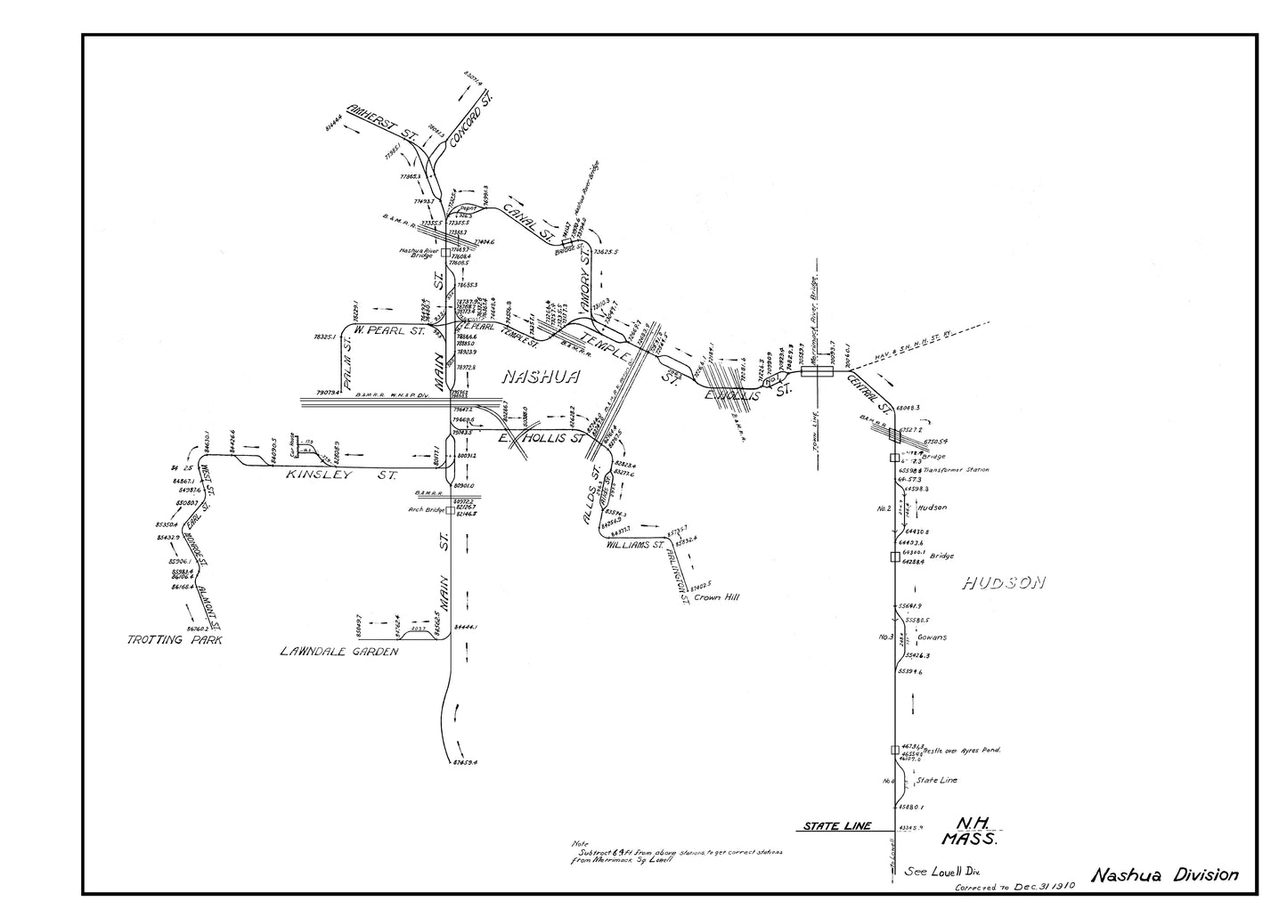 Boston & Northern Street Railway Co. Track Plans 1910: Nashua Division