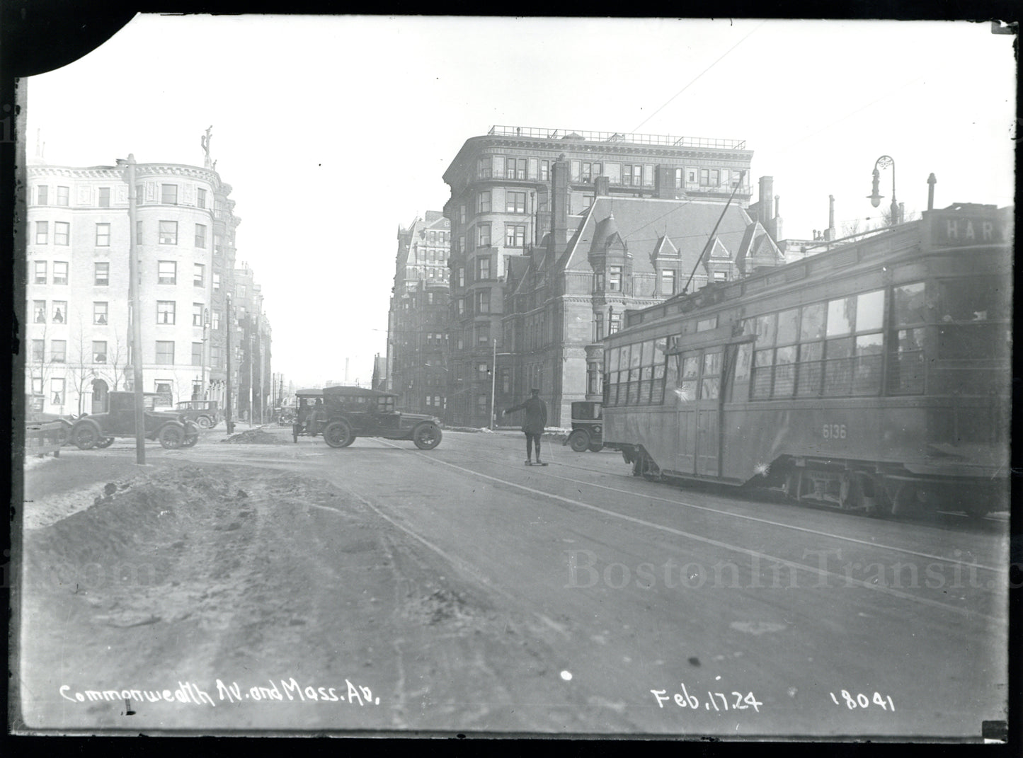 Center-Entrance Streetcar at Massachusetts and Commonwealth Avenues 1924