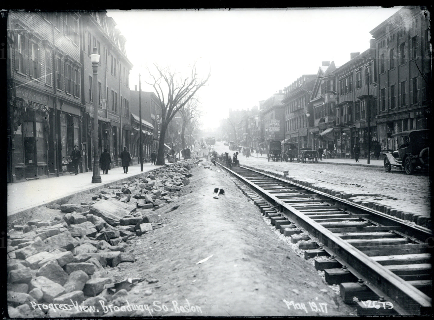 Streetcar Trackwork on Broadway, South Boston, May 19, 1917
