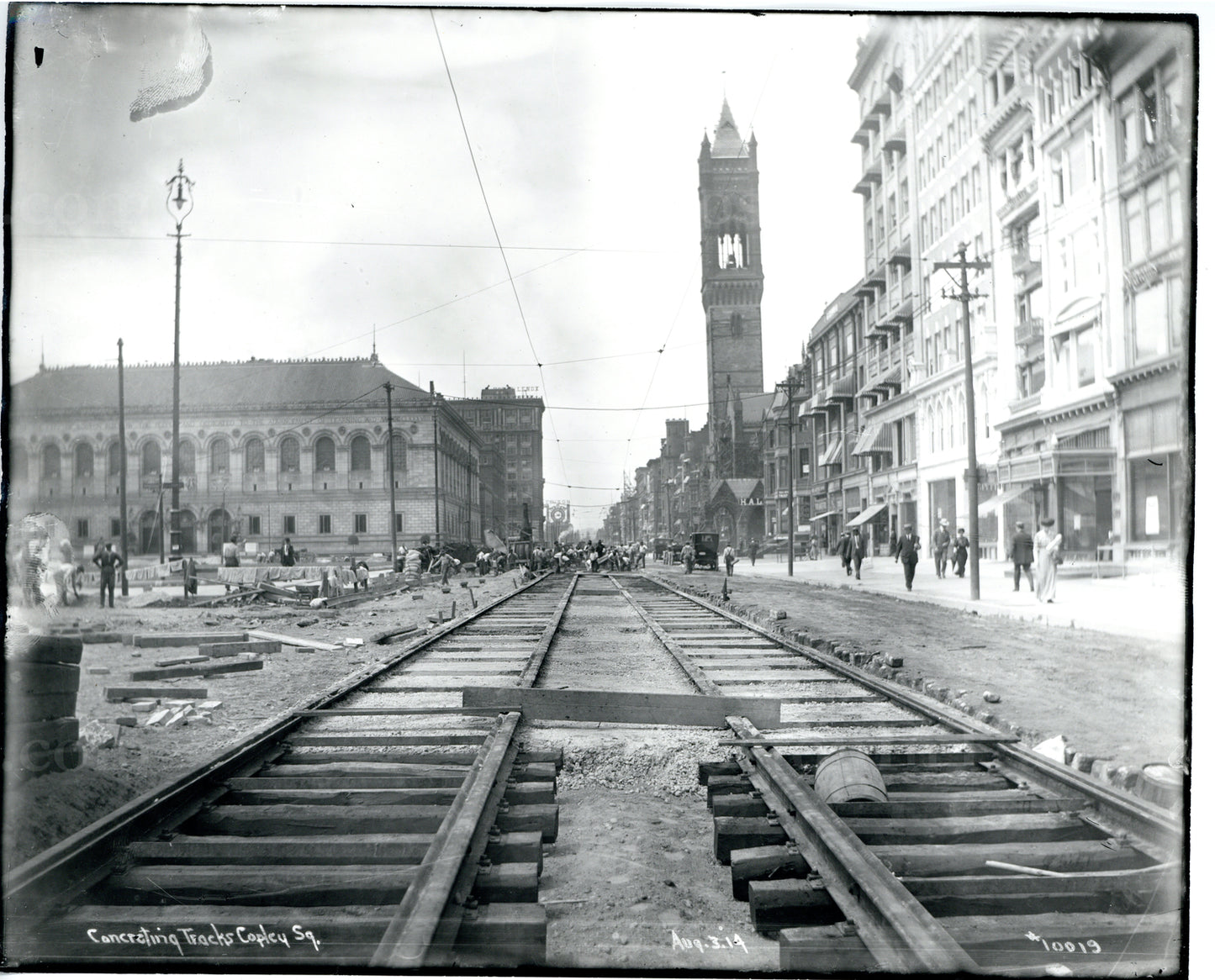 Streetcar Trackwork at Copley Square August 3, 1914