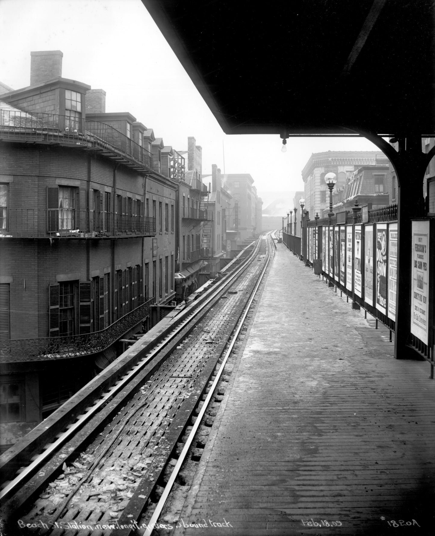 Beach Street Station on the Atlantic Avenue Elevated, February 18, 1909
