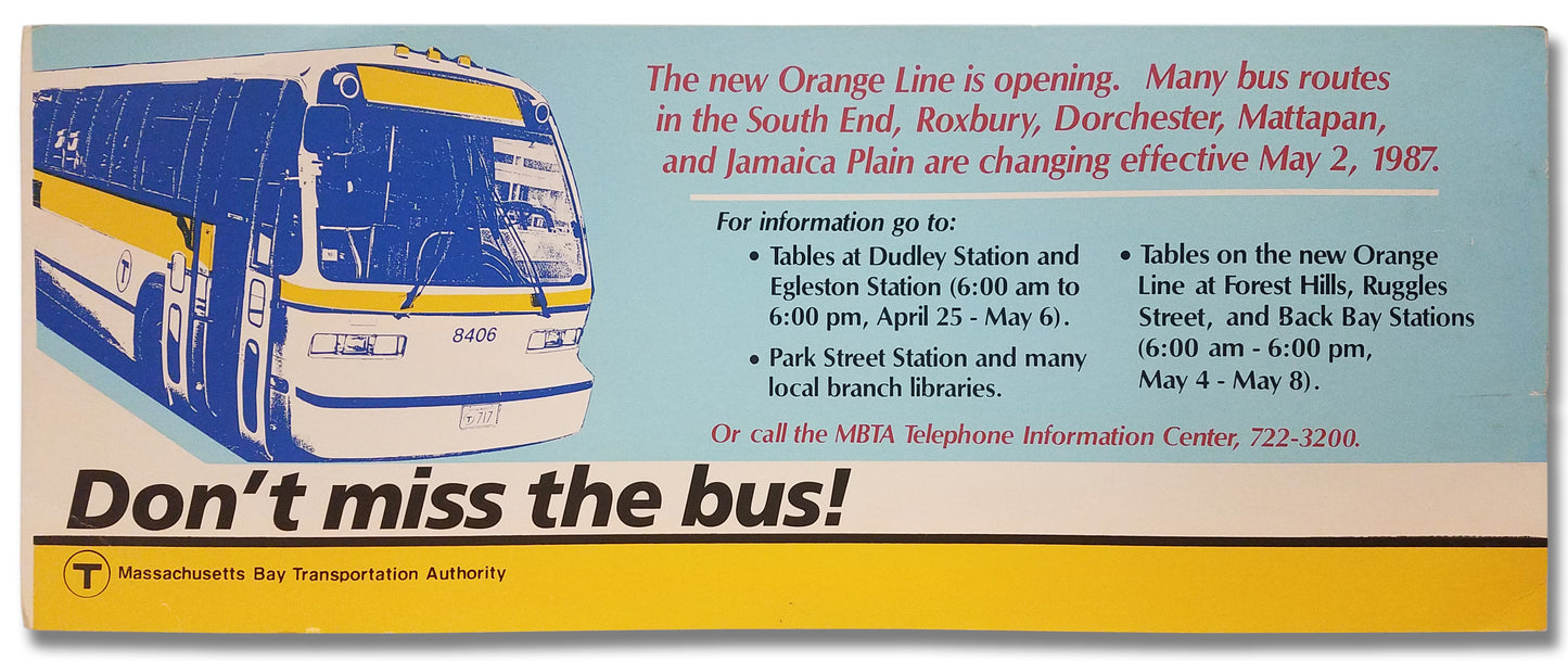 MBTA RTS Bus on Car Card, Circa Early 1987