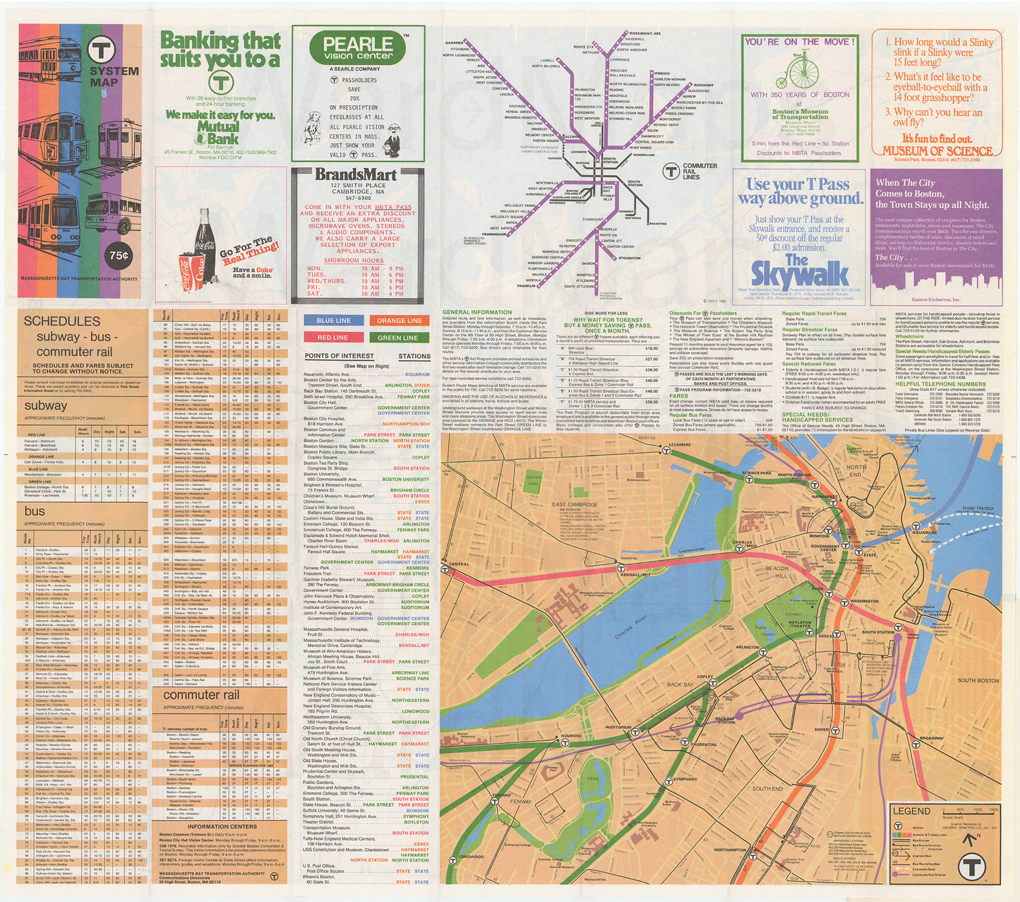 MBTA System Route Map 1982 (Side B)