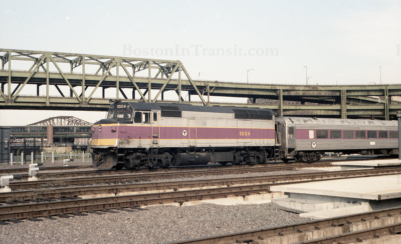 MBTA Locomotive 1004 with Coach at North Station 1967