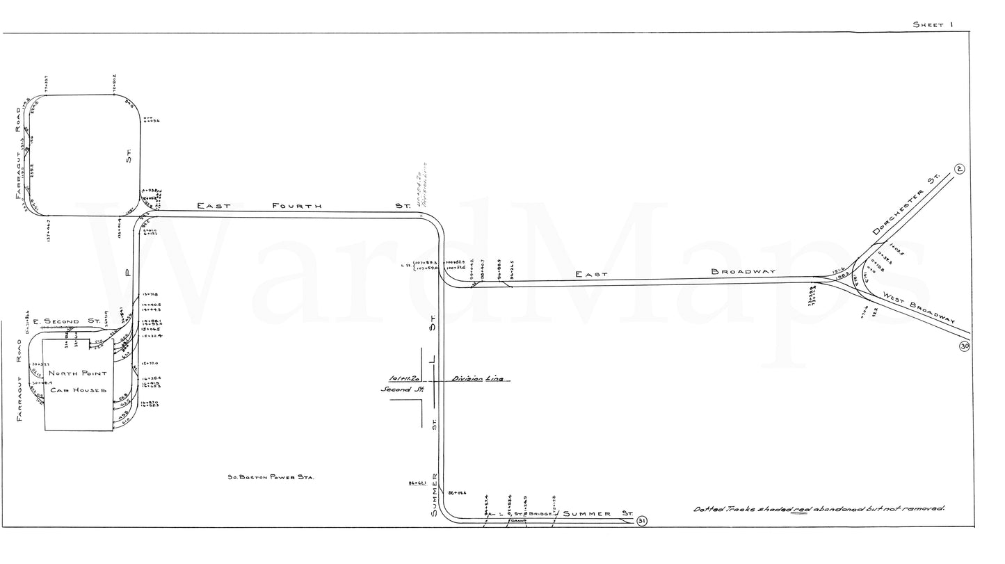 Boston Elevated Railway Co. Track Plans 1946 Plate 01: South Boston