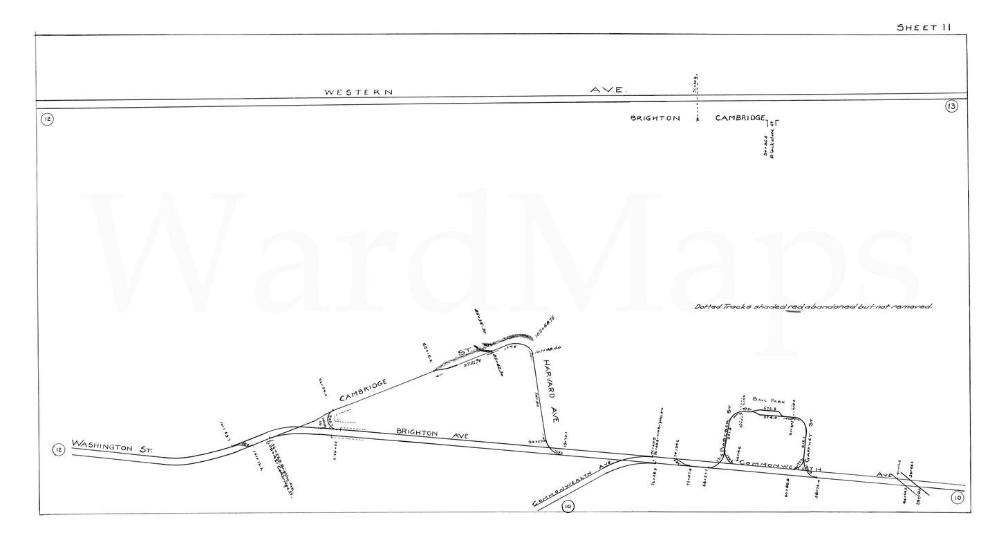 Boston Elevated Railway Co. Track Plans 1946 Plate 11: Brighton