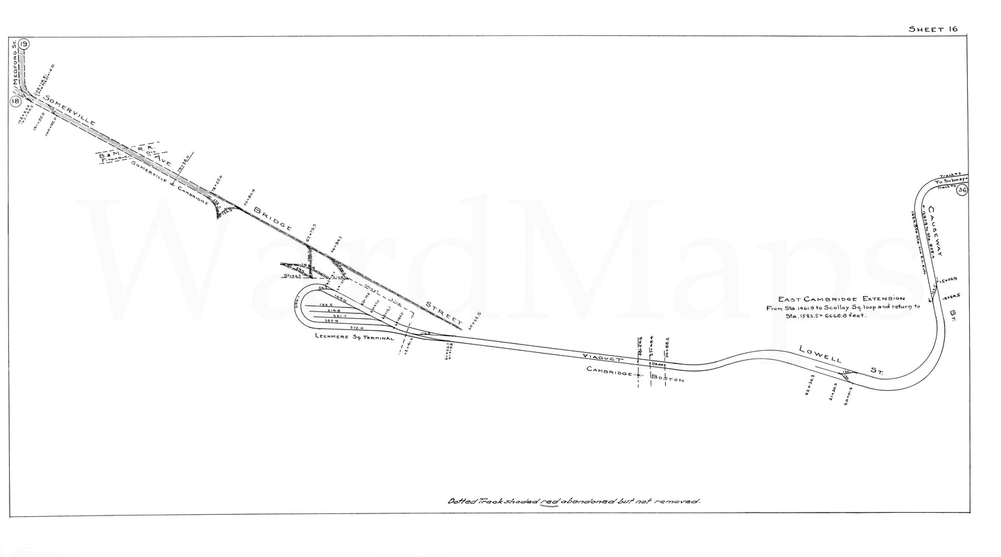 Boston Elevated Railway Co. Track Plans 1946 Plate 16: Boston and Cambridge - Lechmere