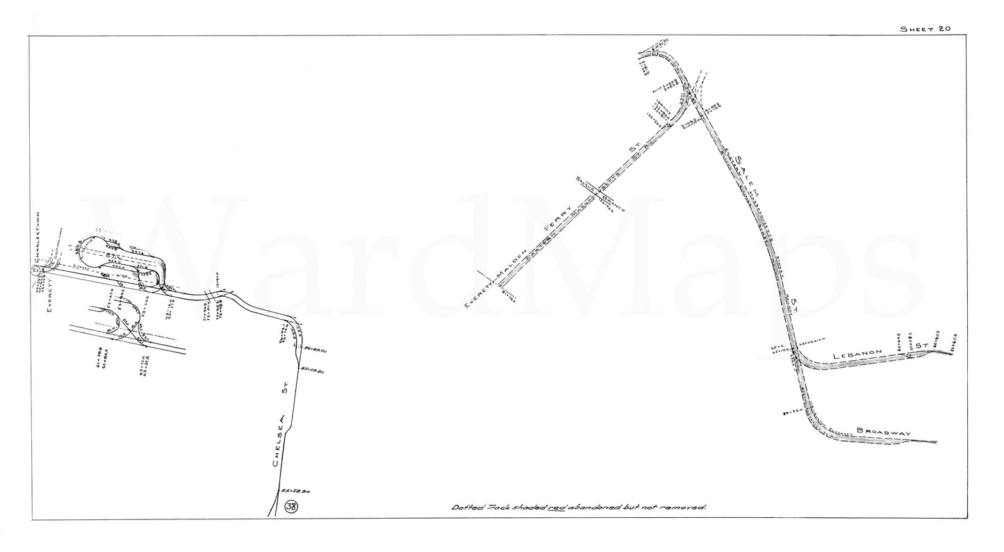 Boston Elevated Railway Co. Track Plans 1946 Plate 20: Everett and Malden