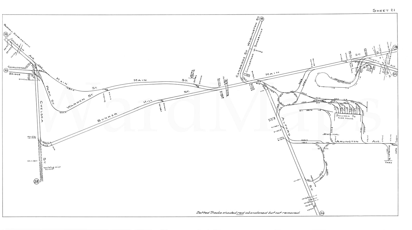 Boston Elevated Railway Co. Track Plans 1946 Plate 21: Charlestown