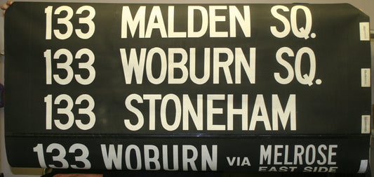 Rollsign Curtain: 133 Malden Sq., Woburn Sq., Stoneham, Woburn via Melrose East Side