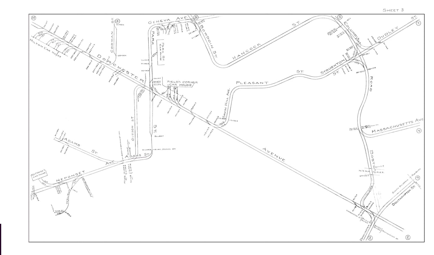 Boston Elevated Railway Co. Track Plans 1914 Sheet 03: Dorchester and South Boston