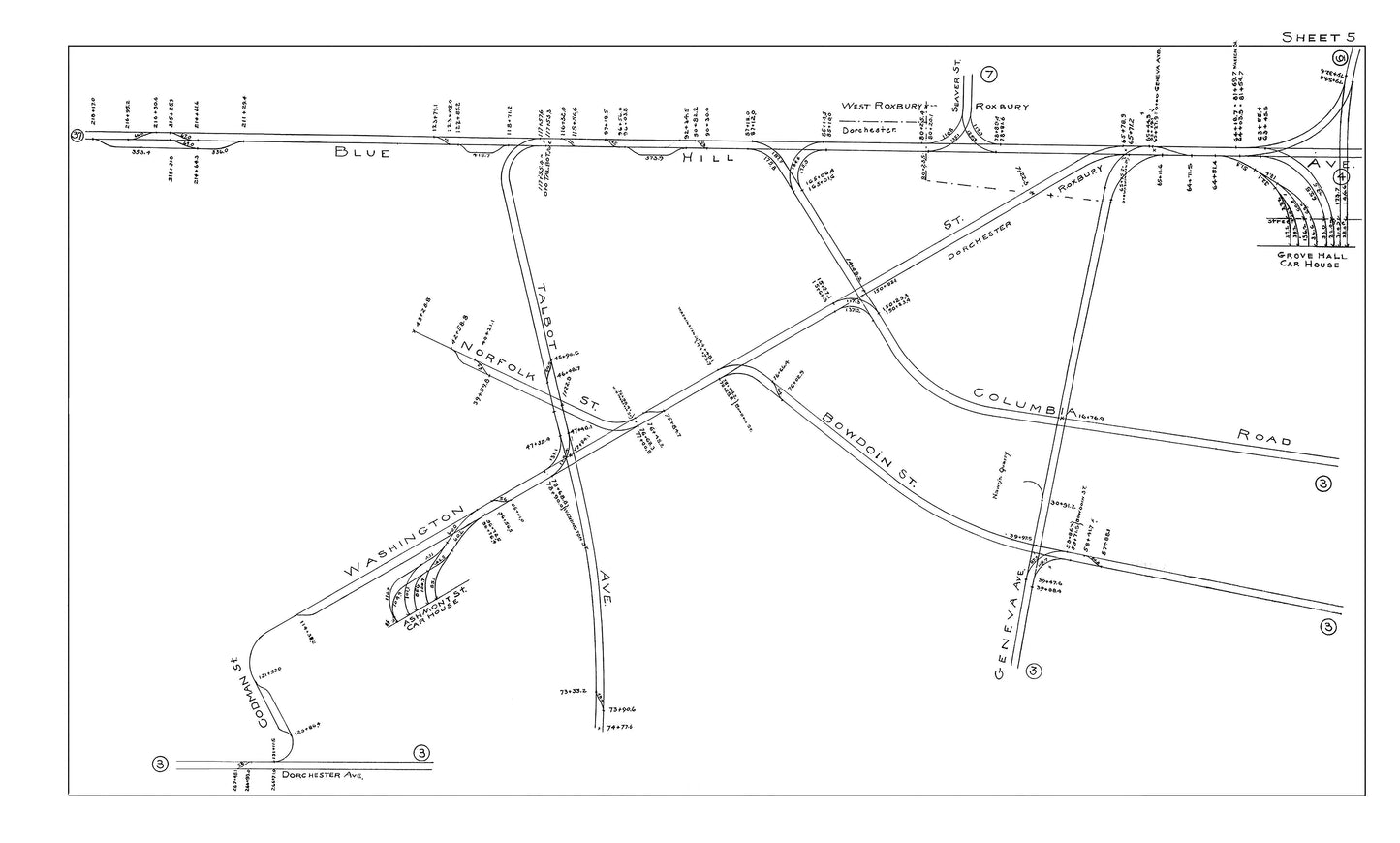 Boston Elevated Railway Co. Track Plans 1914 Sheet 05: Dorchester and Roxbury