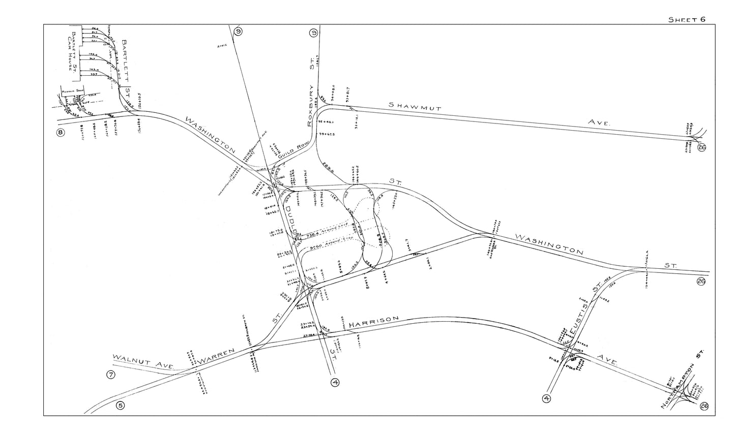 Boston Elevated Railway Co. Track Plans 1914 Sheet 06: Roxbury (Dudley Square)