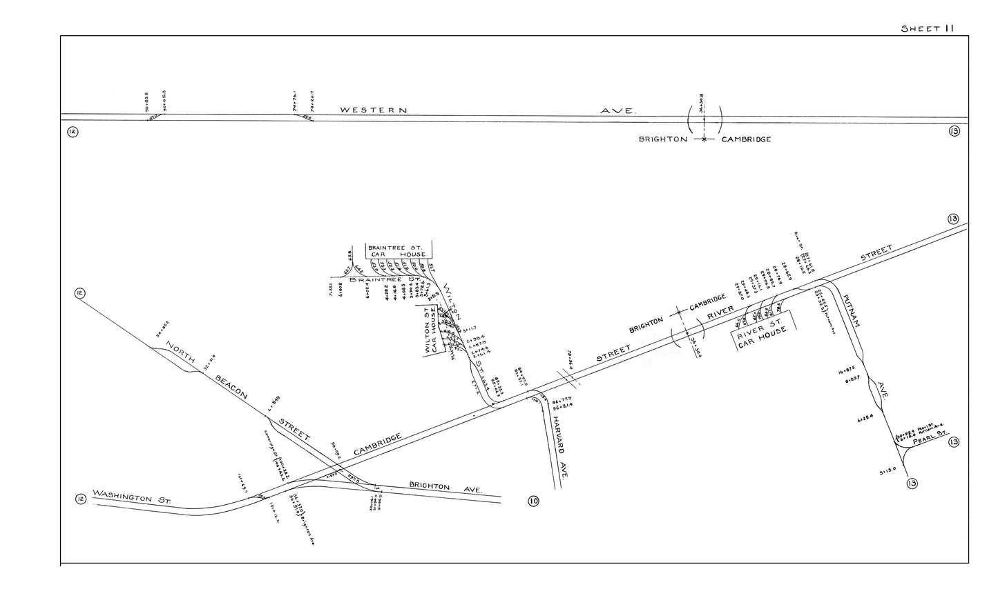 Boston Elevated Railway Co. Track Plans 1914 Sheet 11: Brighton and Cambridge