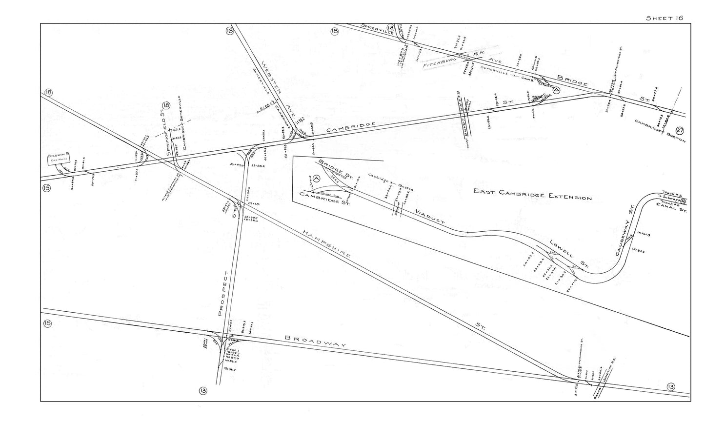 Boston Elevated Railway Co. Track Plans 1914 Sheet 16: Cambridge
