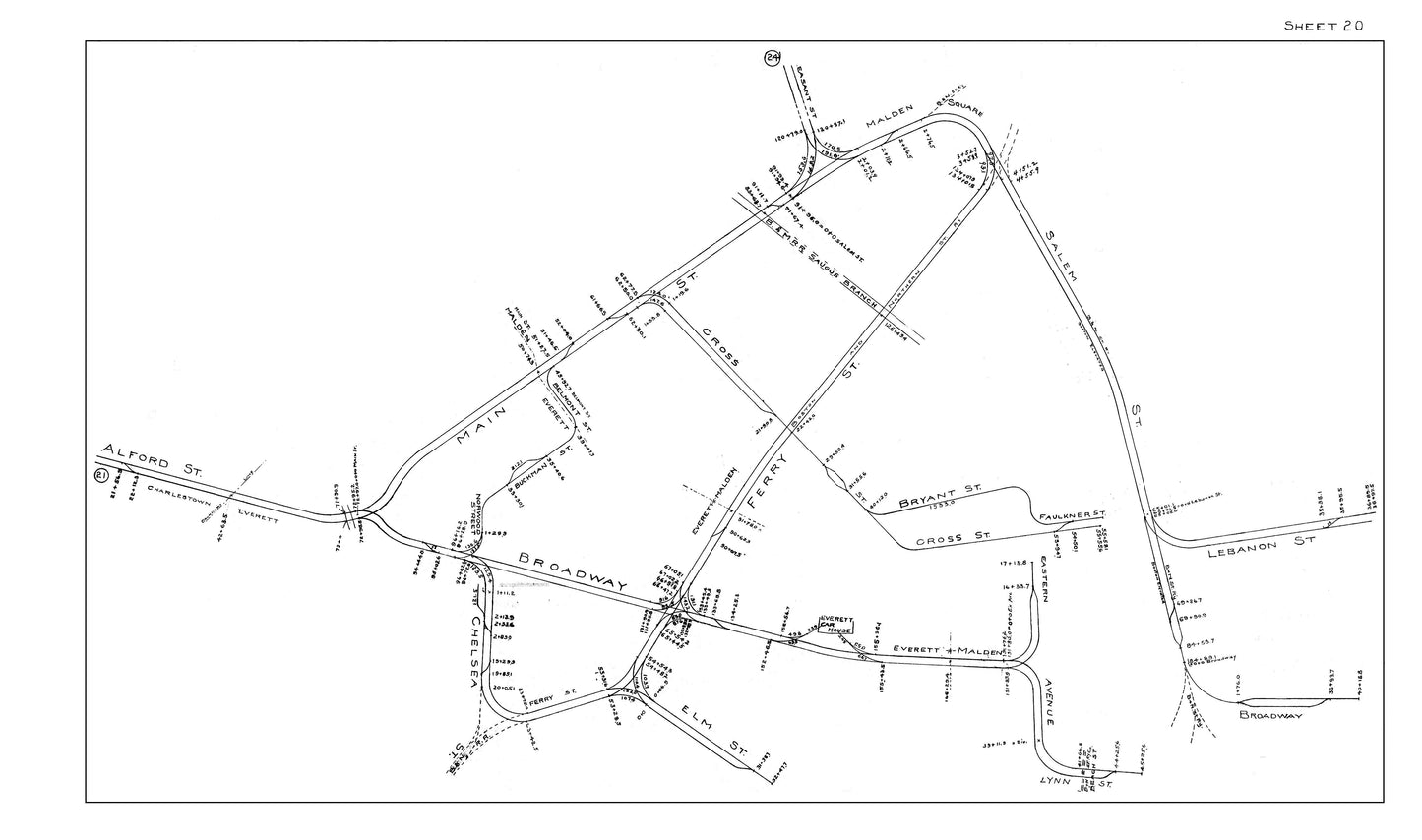 Boston Elevated Railway Co. Track Plans 1914 Sheet 20: Everett and Malden