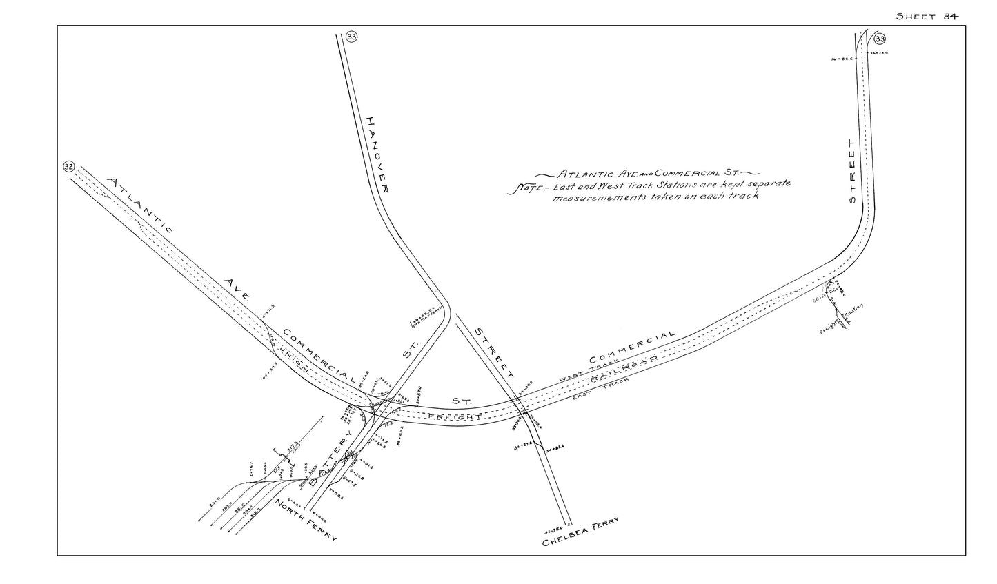 Boston Elevated Railway Co. Track Plans 1914 Sheet 34: Boston (North End)