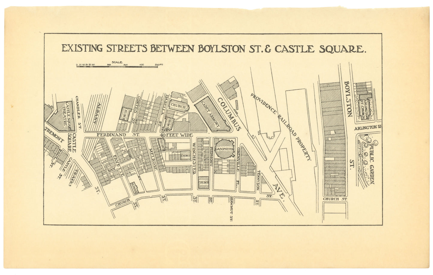 Boston, Massachusetts 1909: Streets Between Boylston St. and Castle Sq.