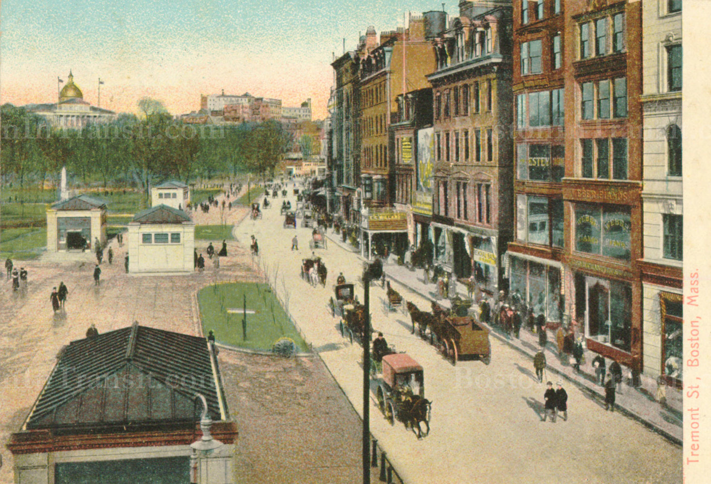 Boylston Street Station Head Houses and Tremont Street, Boston, Massachusetts