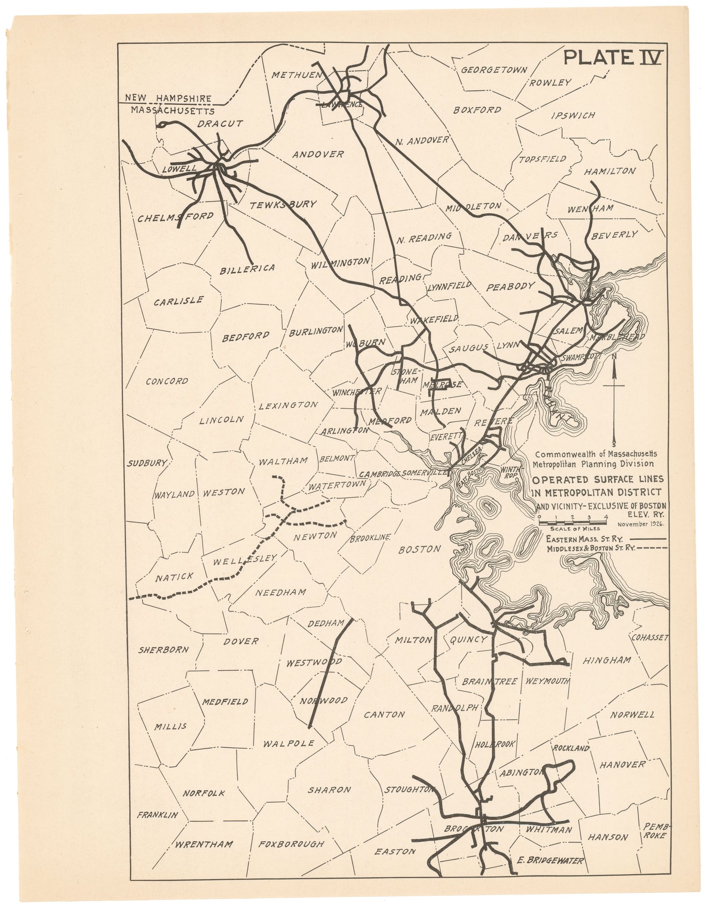 Plate 004: Non-Boston Elevated Railway Co. Streetcar Lines 1926