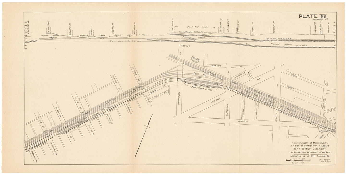 Plate 012: Proposed Huntington Avenue Rapid Transit Extension 1926