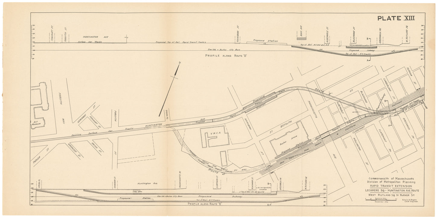 Plate 013: Proposed Huntington Avenue Rapid Transit Extension 1926