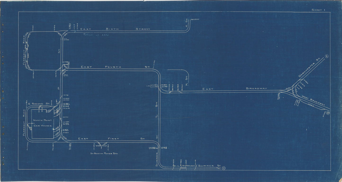Boston Elevated Railway Co. Track Plans 1936 Plate 01: South Boston