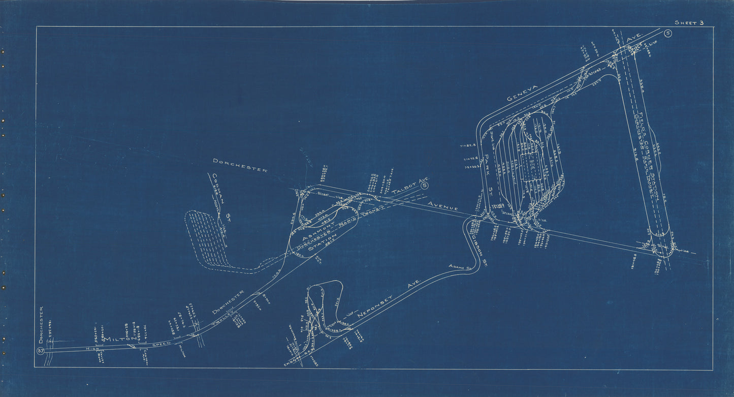 Boston Elevated Railway Co. Track Plans 1936 Plate 03: Dorchester