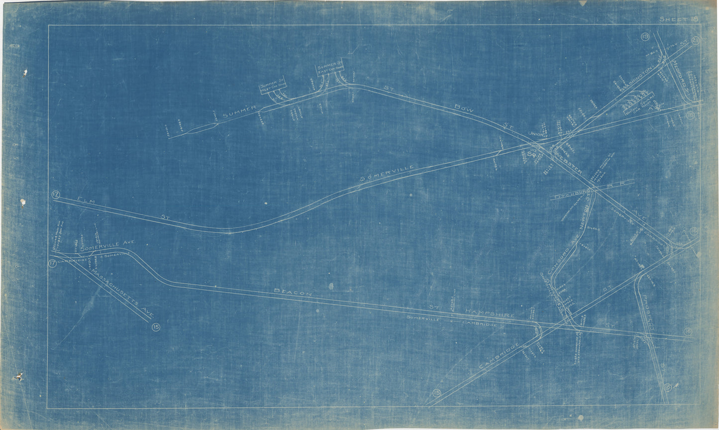 Boston Elevated Railway Co. Track Plans 1921 Plate 18: Cambridge and Somerville