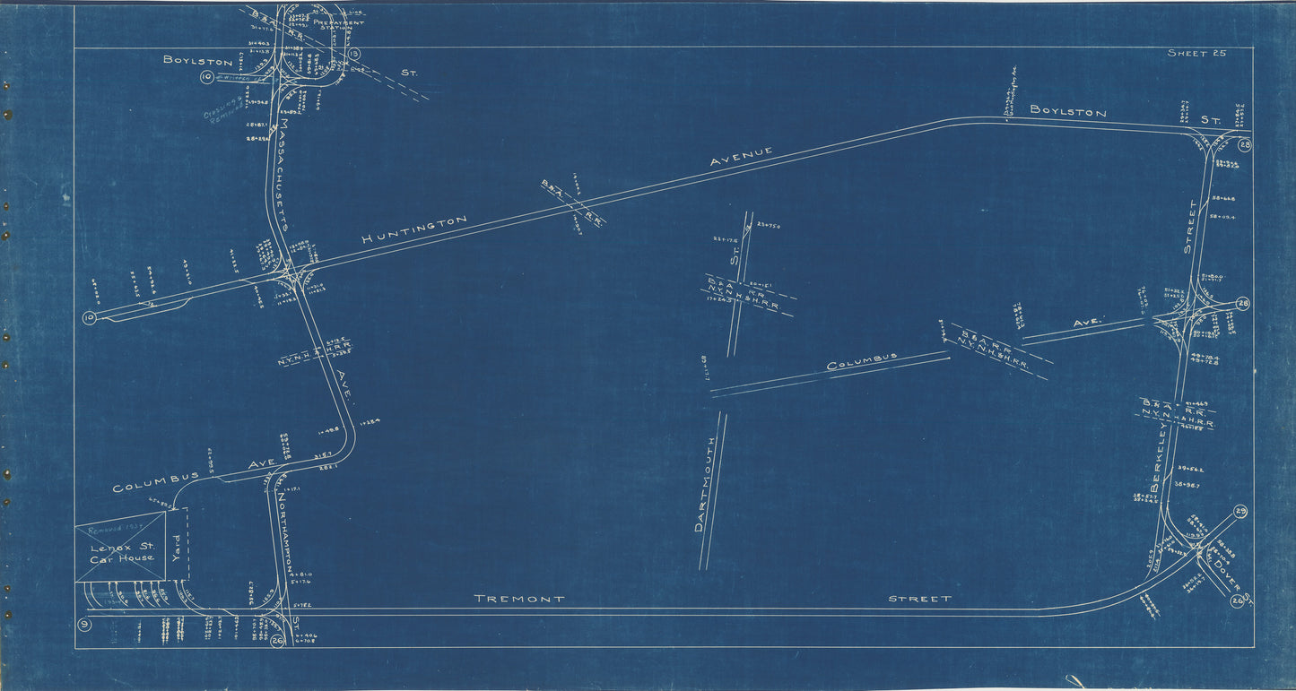 Boston Elevated Railway Co. Track Plans 1936 Plate 25: Boston - Back Bay, South End