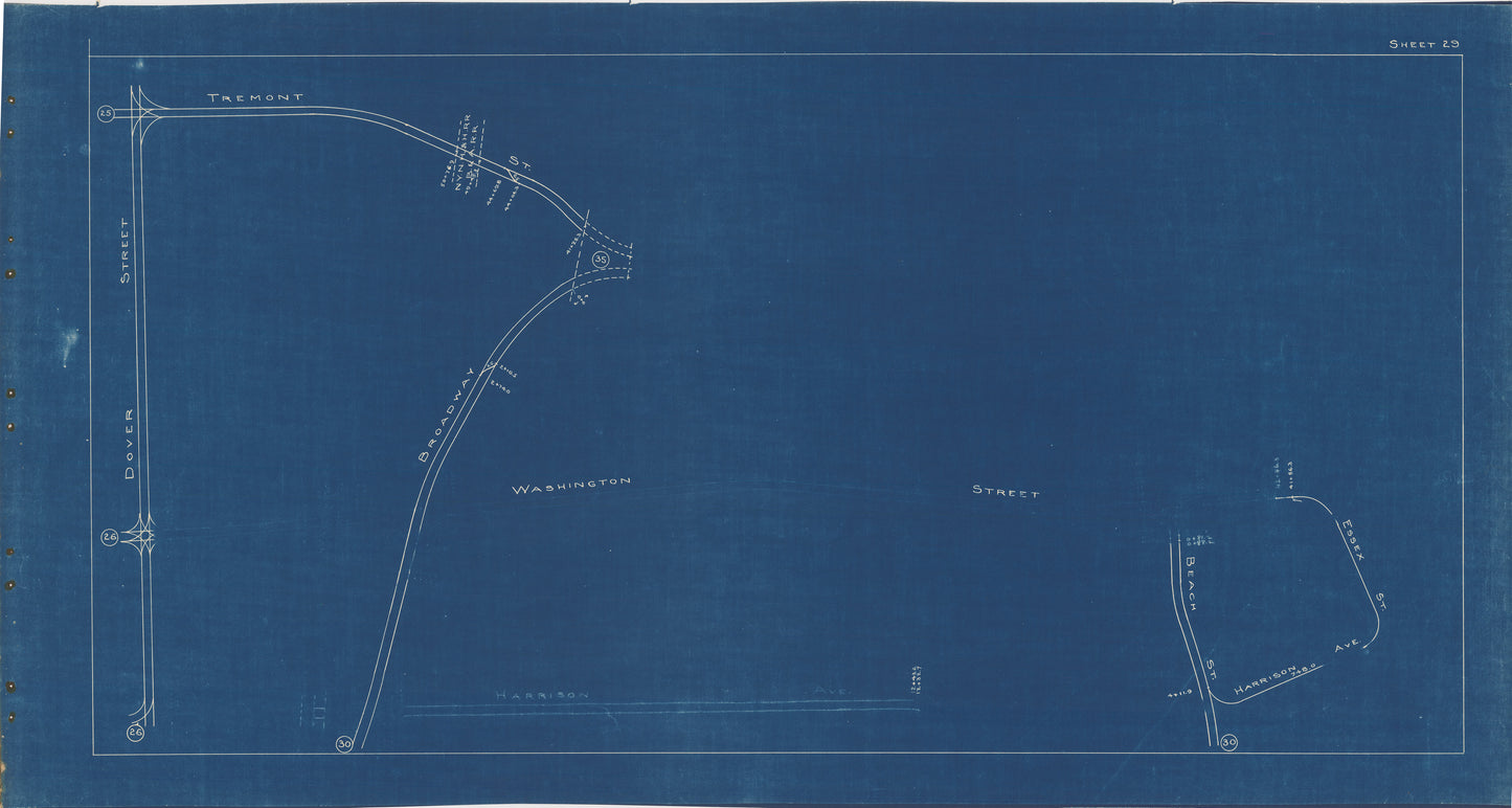 Boston Elevated Railway Co. Track Plans 1936 Plate 29: Boston - Bay Village, Chinatown