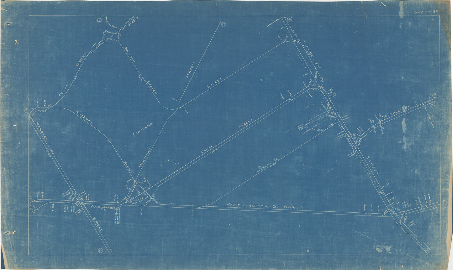 Boston Elevated Railway Co. Track Plans 1921 Plate 33: Boston - Bulfinch Triangle