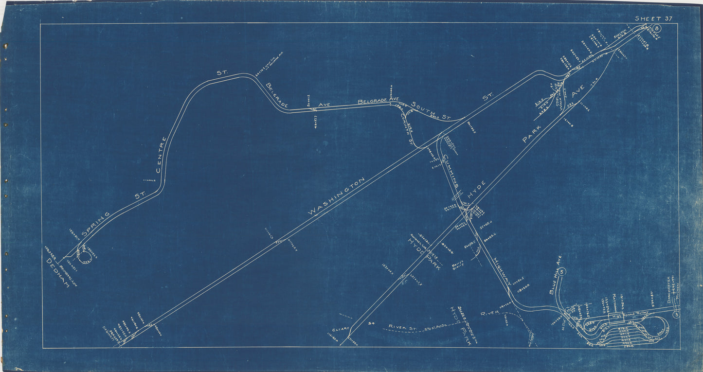 Boston Elevated Railway Co. Track Plans 1936 Plate 37: Dorchester, Hyde Park, Mattapan, and Roslindale