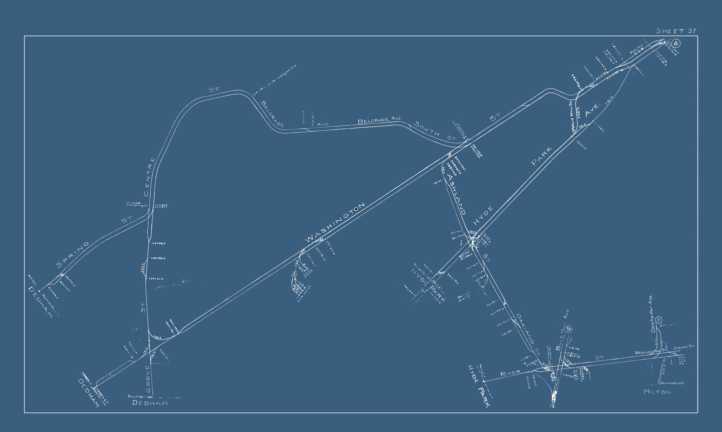 Boston Elevated Railway Co. Track Plans 1921 Plate 37: Hyde Park, Mattapan, and Roslindale