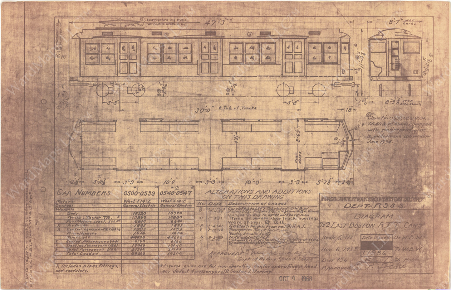 Vehicle Data Sheet 17986: MBTA East Boston Tunnel Type 2 Rapid Transit Cars 1964