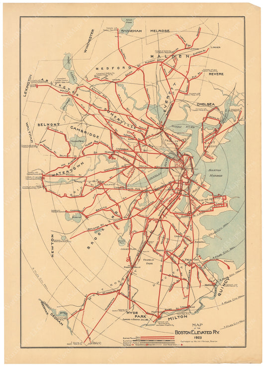 Boston Elevated Railway System Map 1923