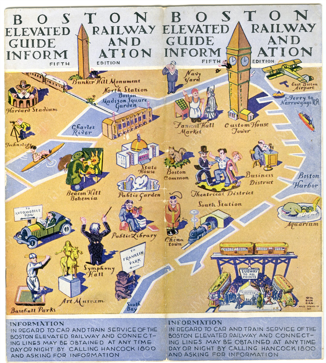Boston Elevated Railway Co. Guide and Information Cover, Fifth Ed., 1929