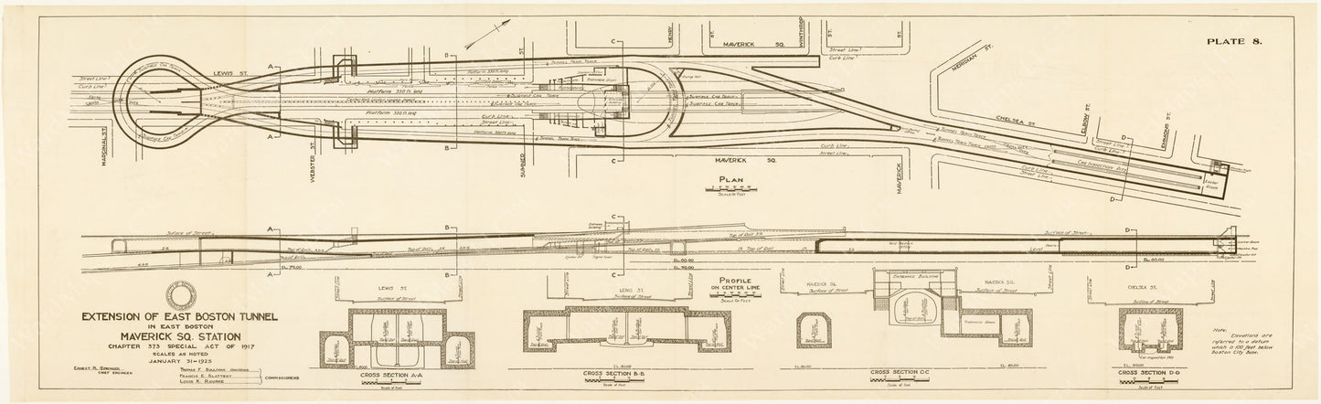 BTD Annual Report 1925 Plate 08: Maverick Square Station Plans