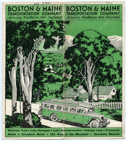 Boston & Maine Transportation Co. Bus Schedule Cover 1932