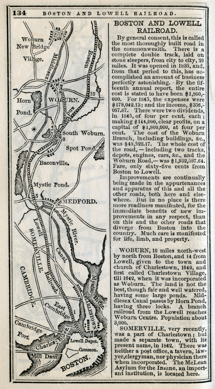 Boston & Lowell Railroad Map 1847