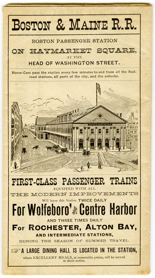 Boston & Maine Railroad Advertisement 1852