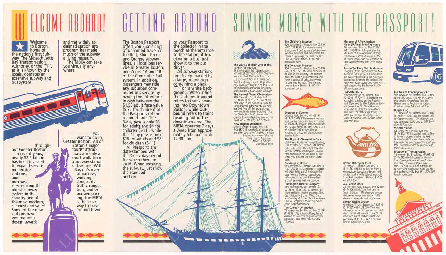 MBTA “Boston Passport” Brochure (Side B) 1989