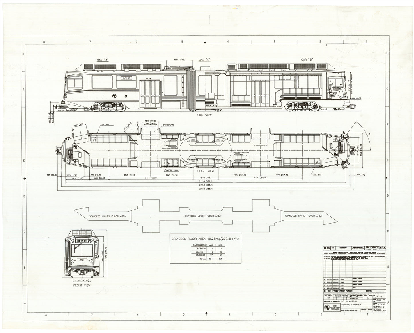 Vehicle Data Sheet: MBTA Green Line Type 8 LRV 1996