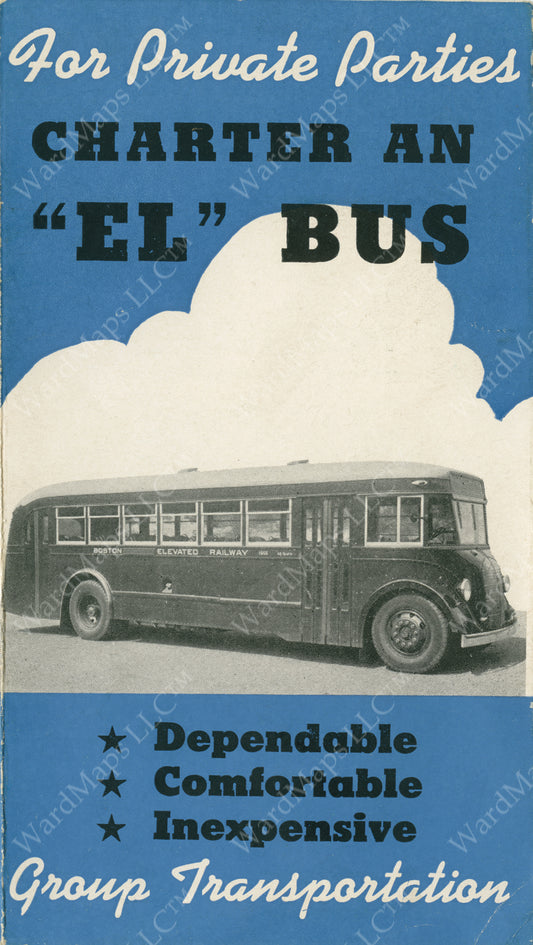 Boston Elevated Railway Co. Charter Bus Brochure Cover Circa 1930s
