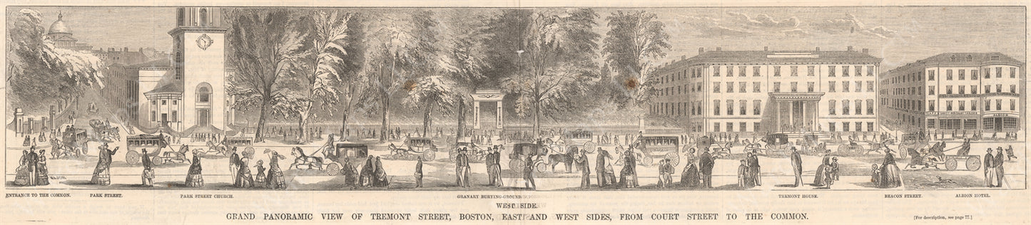 Tremont Street West Side, Boston Early 1850s