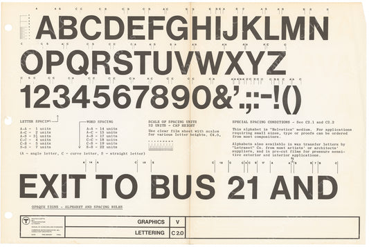 MBTA Lettering Specification Sheet 1966