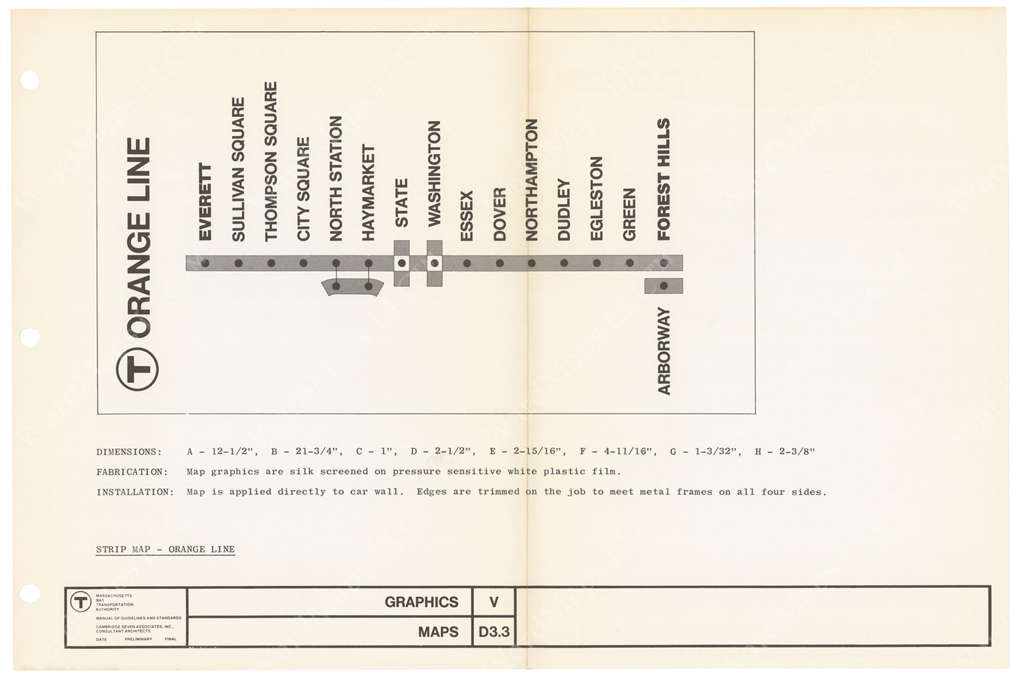 MBTA Line Map Master Sheet 1966: Orange Line