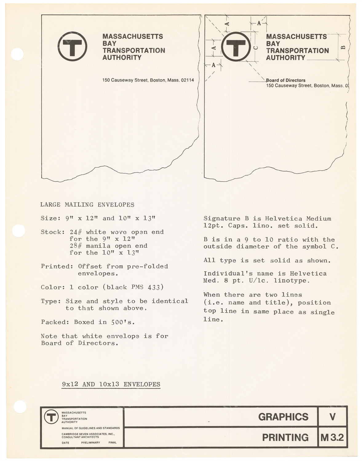MBTA Printed Materials Specification Sheet 1966: Letterhead